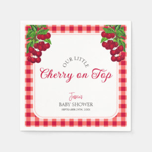 Cherry on top Gingham Plaid Baby Shower  Napkins