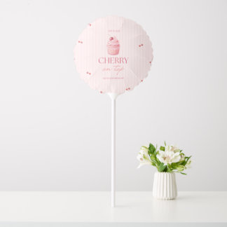 Cherry on top girl 1st birthday balloon