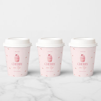 Cherry on top girl 1st birthday paper cups