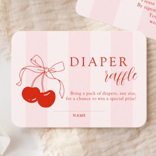 Cherry on Top Girl Baby Shower Diaper Raffle
