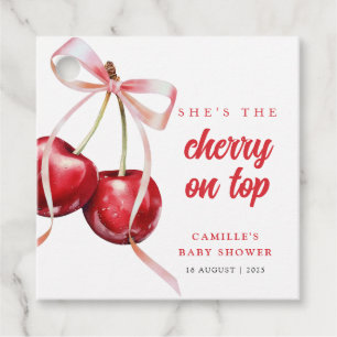 Cherry on Top Girl Baby Shower Favor Tags