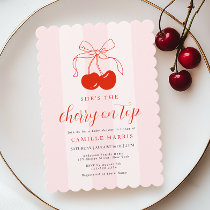 Cherry on Top Girl Baby Shower Invitation