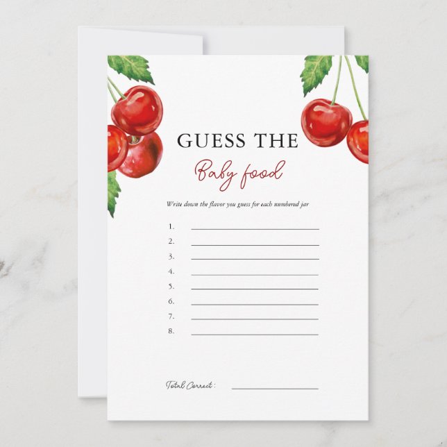 Cherry on top Guess The Baby Food Game Card (Front)