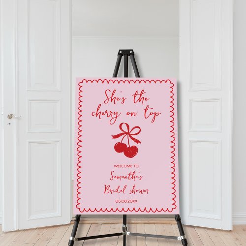 Cherry On Top Hand Drawn Bridal Shower Welcome Foam Board