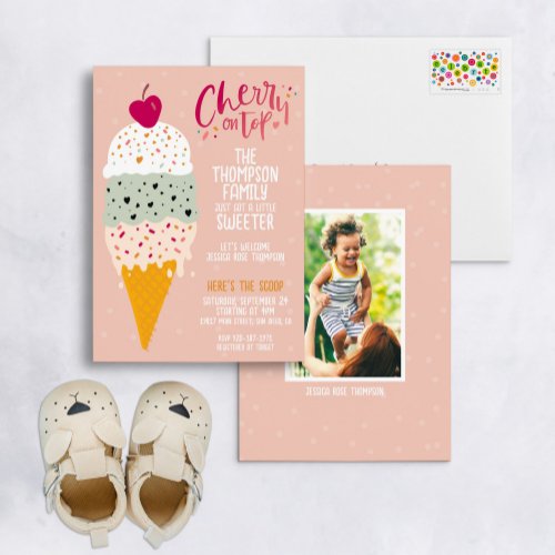 Cherry on Top Ice Cream Baby Shower Invitation