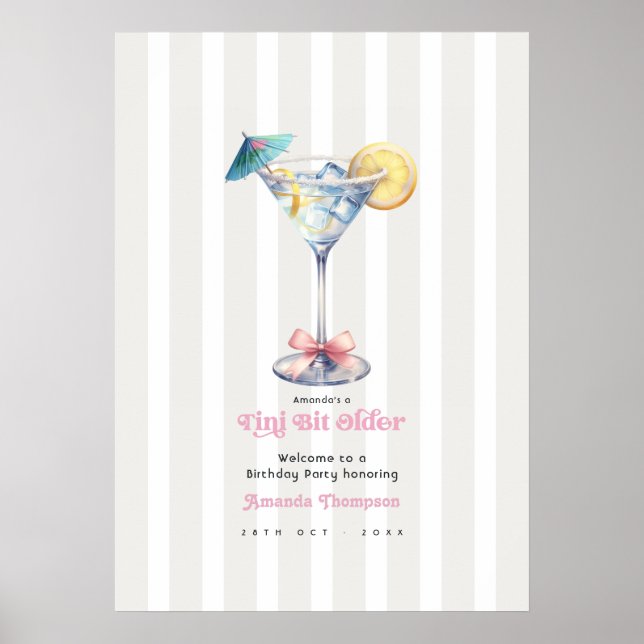 Cherry on Top Martini Birthday Party Welcome Poster (Front)