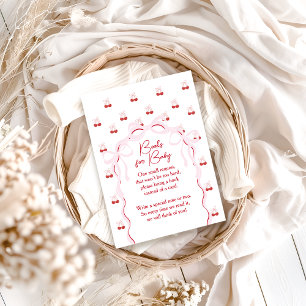 Cherry on Top Pink Bow Baby Shower Book Request Enclosure Card