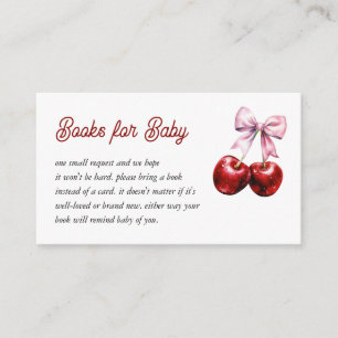 Cherry On Top Pink Bow Baby Shower Books for Baby Enclosure Card