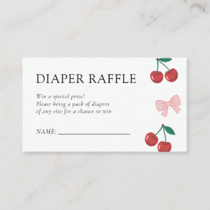 Cherry on Top Pink Bow Baby Shower Diaper Raffle Enclosure Card