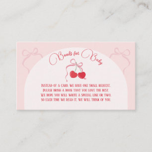 Cherry on Top Pink Bow Baby shower Enclosure Card