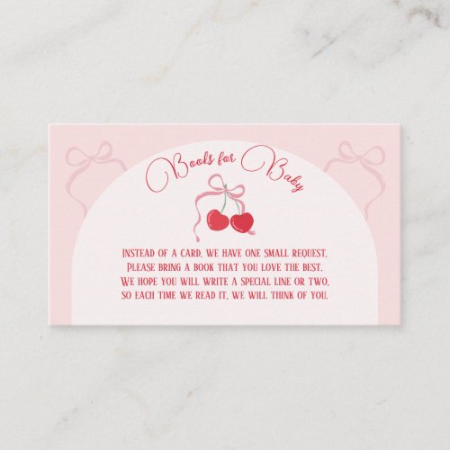 Cherry on Top Pink Bow Baby shower Enclosure Card