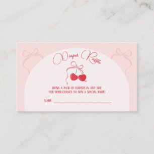Cherry on Top Pink Bow Baby shower Enclosure Card