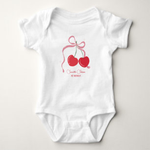 Cherry on Top Pink Bow Birthday Bodysuit