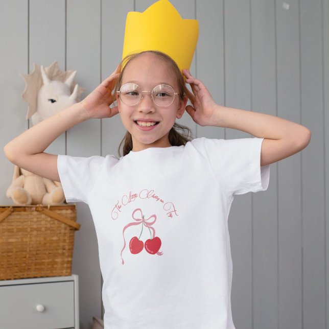 Cherry on Top Pink Bow Kid's Birthday T-shirt (Creator Uploaded)