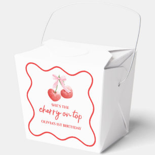 Cherry on Top Pink Bow preppy birthday Favor Boxes