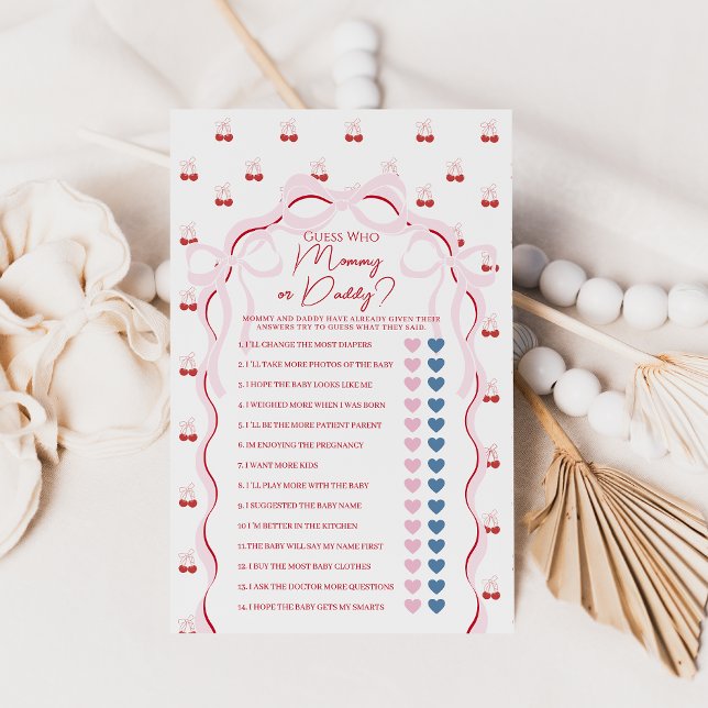 Cherry on Top Pink Bow Red Baby Shower Game (Creator Uploaded)