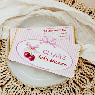 Cherry on Top Pink Coquette Baby Shower Hershey Bar Favors