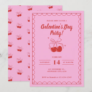 Cherry On Top Pink Galentine's Day Invitation