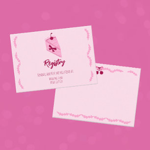 Cherry on Top Pink Ruffle Bridal Shower Registry  Enclosure Card
