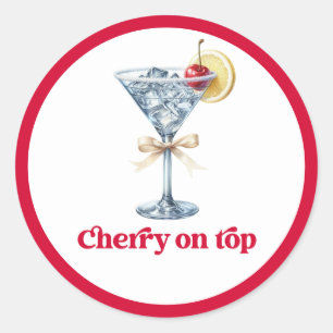 Cherry on Top Retro Martini Birthday Party Classic Round Sticker