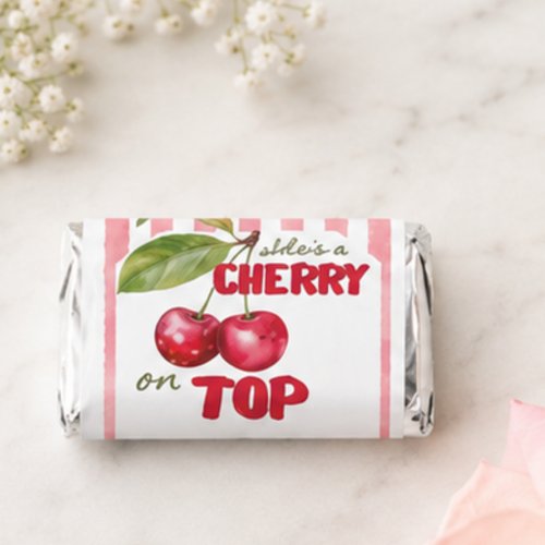 Cherry on Top Retro Pink Stripe Baby Shower Hershey's Miniatures