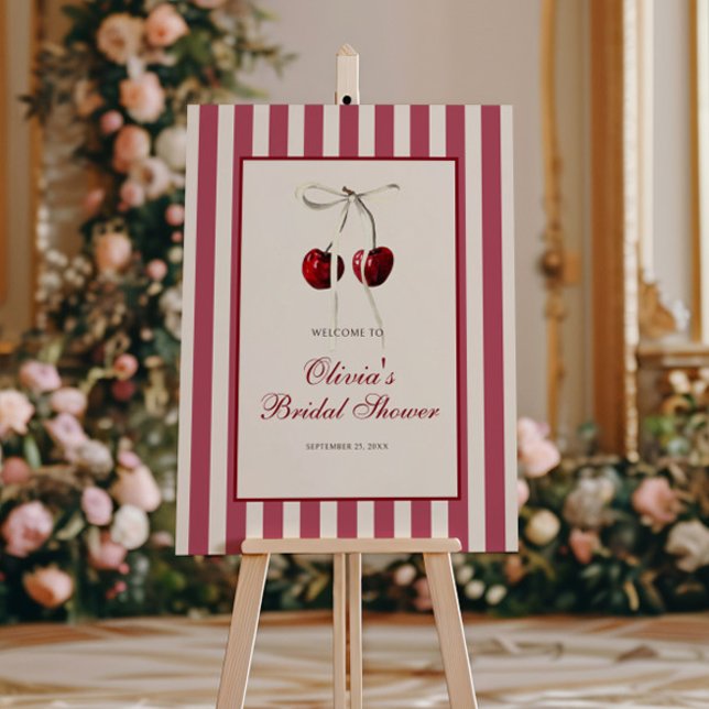 Cherry On Top Striped Bridal Shower Foam Board (Creator Uploaded)