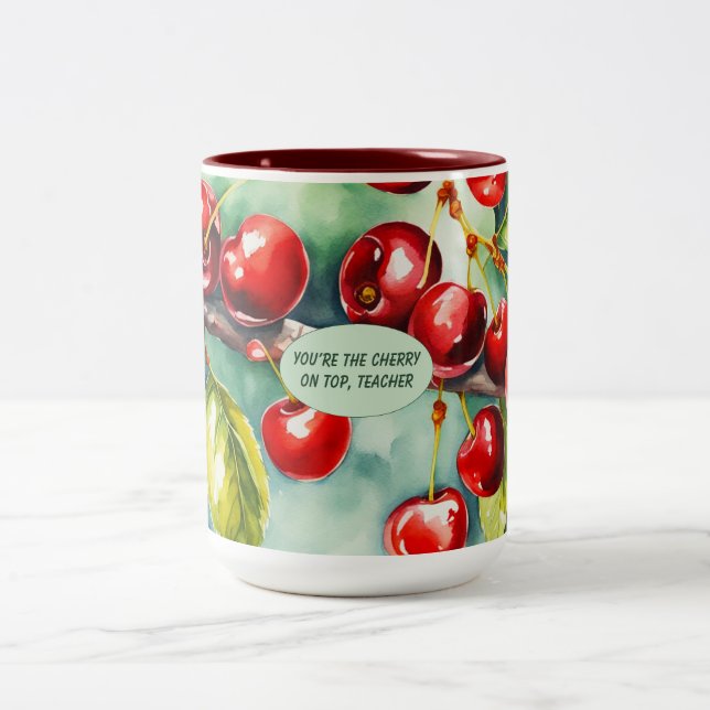 Cherry on Top Teacher Bold Floral Mug (Center)