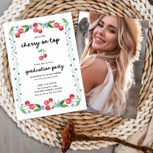 Cherry on Top Whimsical Graduation Party Photo Invitation