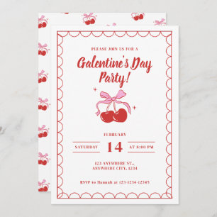 Cherry On Top White Galentine's Day Invitation