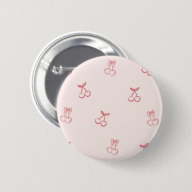 Cherry Outline Minimalism Button (Front & Back)