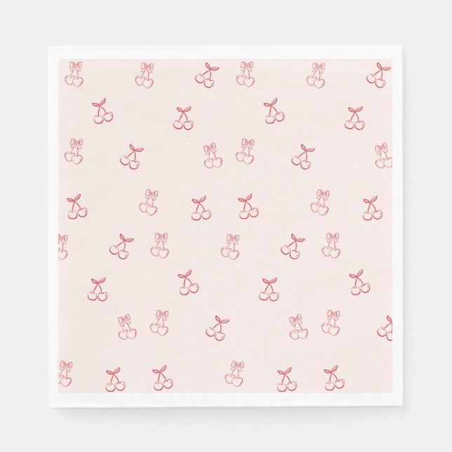  Cherry Outline Minimalism Napkins (Front)