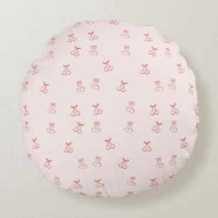 Cherry Outline Minimalism Round Pillow