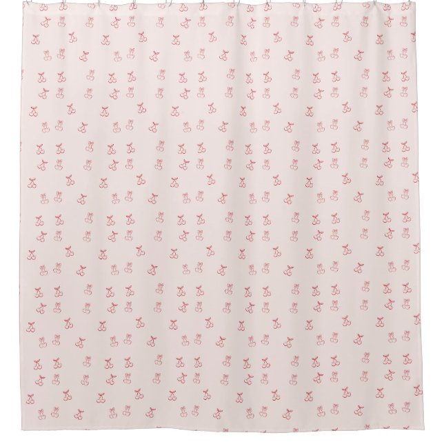 Cherry Outline Minimalism Shower Curtain (Front)
