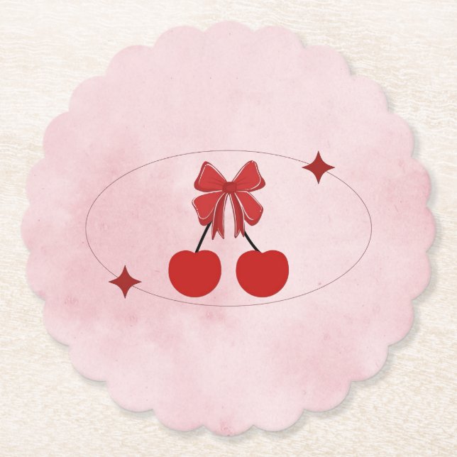 Cherry Paper Coaster (Front)