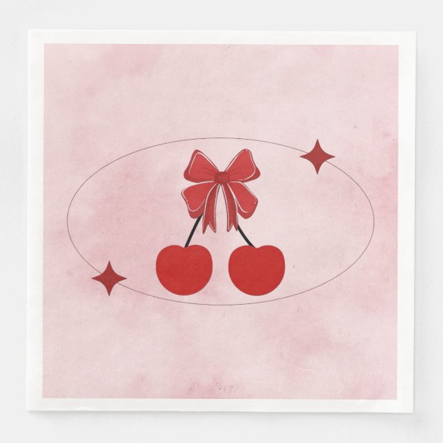 Cherry Paper Dinner Napkins (Front)