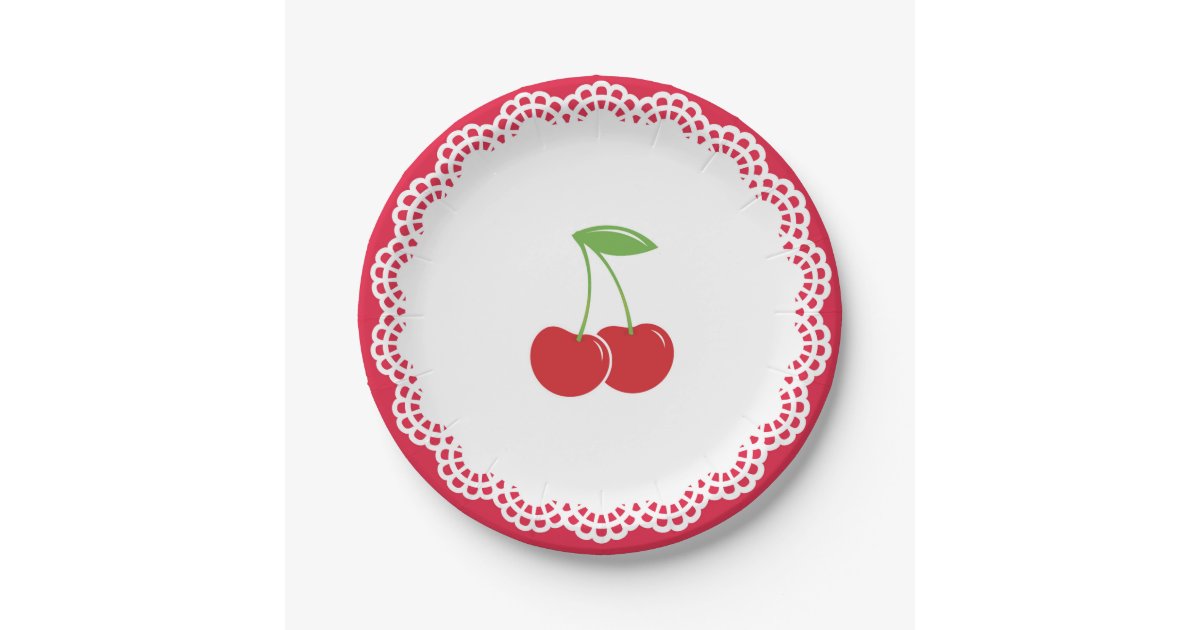 Cherry Party Dessert Plate Zazzle