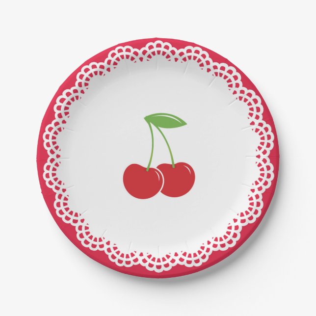 Cherry Party Dessert Plate (Front)