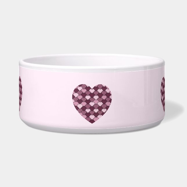 Cherry Passion Pink Square and Diamond Heart Bowl (Front)