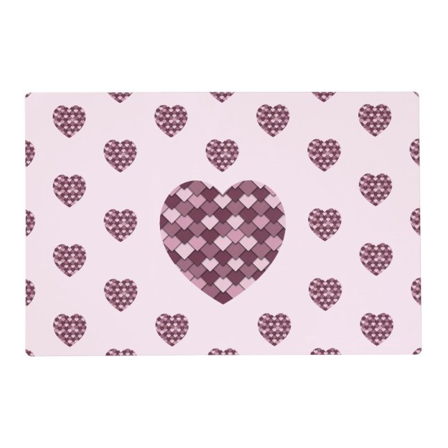 Cherry Passion Pink Square and Diamond Heart Placemat (Front)