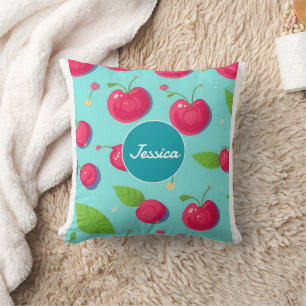 Cherry Pastel Colorful Personalized Pattern Throw Pillow
