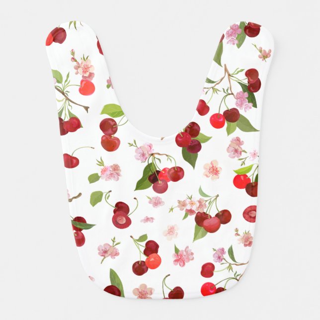 Cherry Pattern 1 Baby Bib (Front)