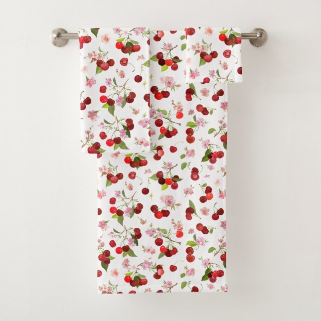 Cherry Pattern 1 Bath Towel Set (Insitu)