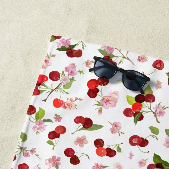 Cherry Pattern 1 Beach Towel (In Situ)