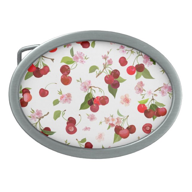 Cherry Pattern 1 Belt Buckle (Front)