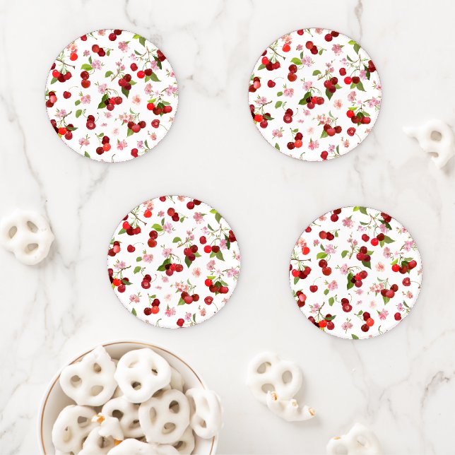 Cherry Pattern 1 Coaster Set (In Situ)