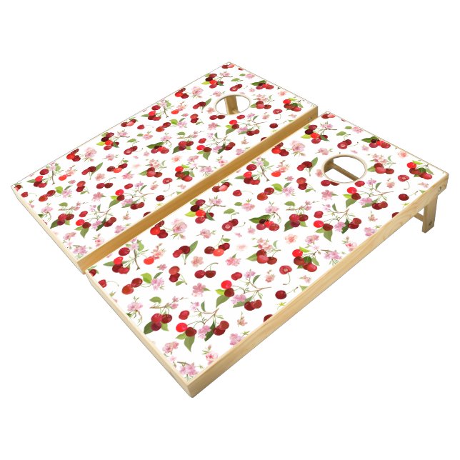 Cherry Pattern 1 Cornhole Set (Angled)