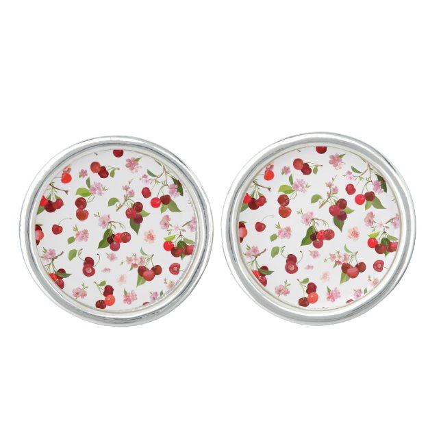 Cherry Pattern 1 Cufflinks (Front)
