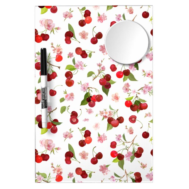 Cherry Pattern 1 Dry Erase Board With Mirror (Front)