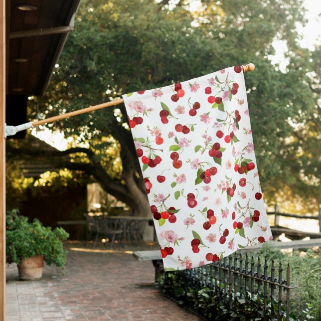 Cherry Pattern 1 House Flag (In SItu)