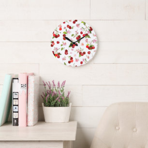 Cherry Pattern 1 Large Clock